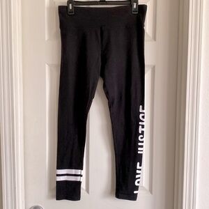 LKNEW Justice Active Girl’s 18 PLUS Black Leggings White Stripes